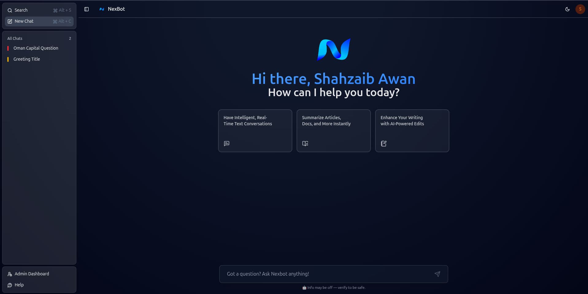 NexBot AI – Intelligent Chat Platform